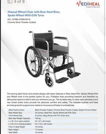100 Kgs Manual Folding Wheelchair, 18 Inch Seat, 4 Wheels