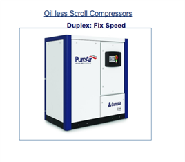 15-20 HP Oil Less Scroll Compressor Machine