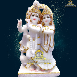 18 inch Marble Radha Krishna Statue