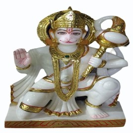2.5 Feet White Marble Hanuman Idol, Temple