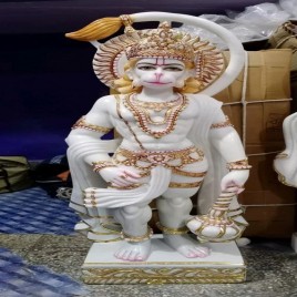 3 Feet White Marble Hanuman Statue
