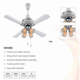 4 Blade 1200mm Ceiling Fan, 350 RPM