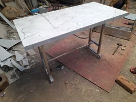 4-Person Rectangular Steel Restaurant Table
