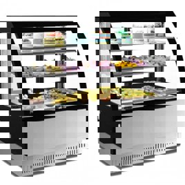 6ft Stainless Steel Curved Display Counter with 3 Shelves