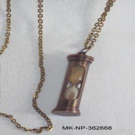 Antique Brass Nautical Sand Timer Pendant Necklace