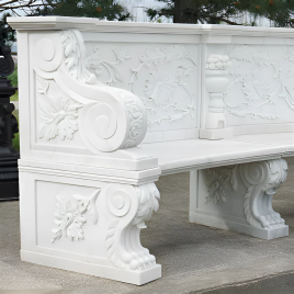 Antique White Marble Seating Bench