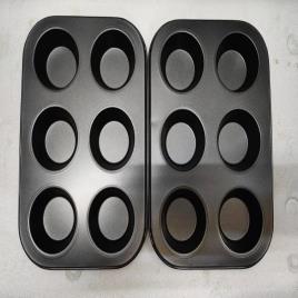 Black Aluminum Non-Stick 6-Cup Muffin Tray