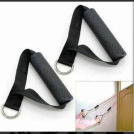 Gym D Handle with Strap, Black