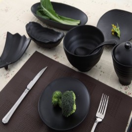 Black Melamine Crockery Set
