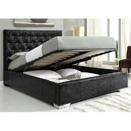 Black Polished Wooden Bed
