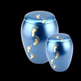 Blue Round Aluminium Pet/Adult Urn