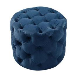 Blue Velvet Tufted Ottoman