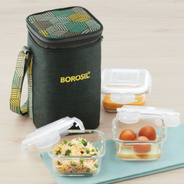 Borosil Glass Square Lunch Box Set