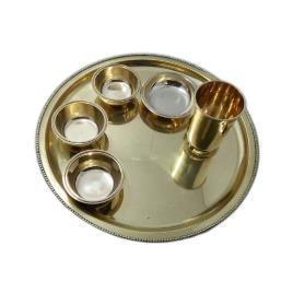 Brass Bhojan Thaal, 14-inch Diameter