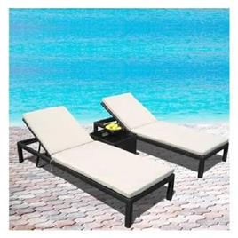 Brown Gray Wicker Pool Lounge Chair