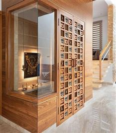 Brown Hinged Double Door Pooja Cabinet