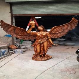 Brown Lady Fiberglass Decorative Statue
