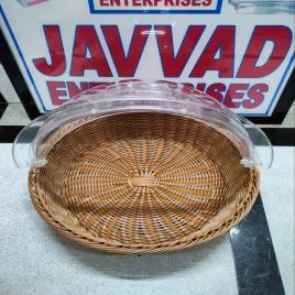 Brown Poly Rattan Round Basket