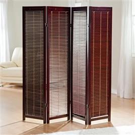 Brown 4-Panel Wooden Room Divider
