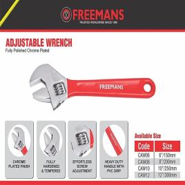 FREEMANS 8" Chrome Adjustable Wrench