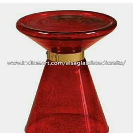 Clear Round Glass Accent Stool, Home Use, 38cm