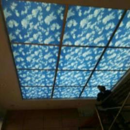 Blue White Printed PVC Roofing Sheet, 2mm