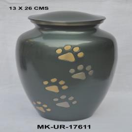 Dark Green Enameled Brass Pet Urn