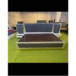 Fabric Double Bed & Side Table