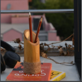 Custom Bamboo Pen Holder, Medium Size