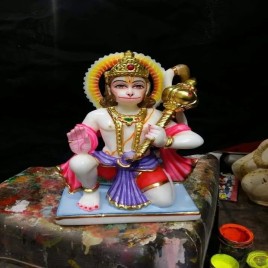Earth Golden Marble Hanuman Ji Idol