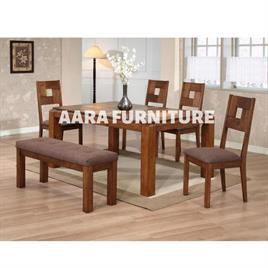 Elegant 6-Seater Teak Wood Dining Table Set