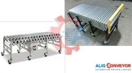 Motorized Flexible Roller Conveyor Device, SS, 0-50Kg Capacity