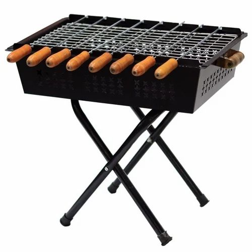 Foldable Charcoal Barbeque Grill Set with 8 Skewers