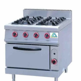 Four Burner Commercial Gas Cooker with Oven