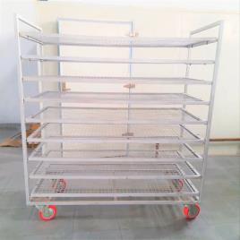 Mild Steel Cooling Trolley, 8 Shelves