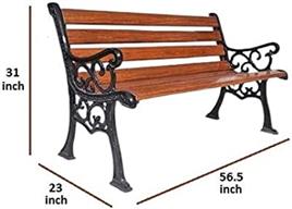 FRP Garden Bench 3 Seater Backrest