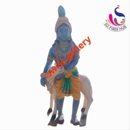 FRP Krishna Statue with Cow
