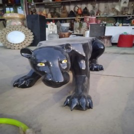 Leopard Glass Top Table