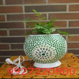 Glass Round Self Watering LED Planter