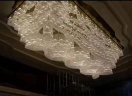 Cylindrical Glass Shaded Crystal Ceiling Chandelier