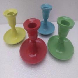 Glass Table Top Red Candle Holder