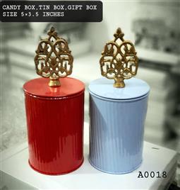 Gold Iron Round Candy Gift Box 5x3.5 Inch