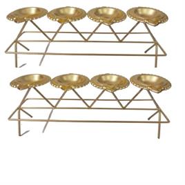 Gold Plated Iron Multi Diya Stand, Set of 2
