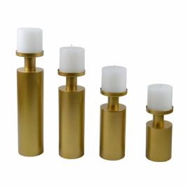 Golden Cylindrical Pillar Candle Holder - Standard Size