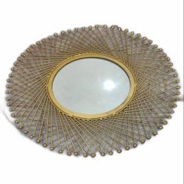 Golden Iron Round Wall Mirror