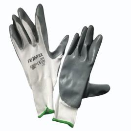 Gray and White Nitrile Coated Gloves, 6-10 Inch Cuff