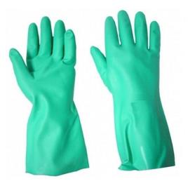 Green Flock-Lined Nitrile Gloves