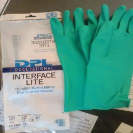 Green Nitrile Flock Lined Gloves for Demolding