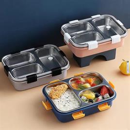 Leak Proof 3 Compartment Food Box, 750ML