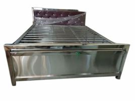 King Size Rectangular Steel Bed, With Box Storage